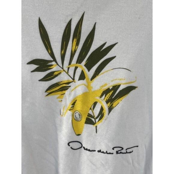 NWT Oscar De La Renta White Banana Graphic Botanical T-Shirt Sz. M - Picture 2 of 8